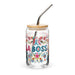 La Boss Exclusive Art Piece Can-Shaped Glass Home Office Work Mexican Spanish Pride Gift Cup One-Of-A-Kind Calligraphy Glass | L9 Mexicada 16 oz With Lid & Straw