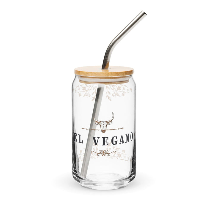 El Vegano Exclusive Art Piece Can-Shaped Glass Home Office Work Mexican Spanish Pride Gift Cup One-Of-A-Kind Calligraphy Glass | E5 Mexicada 16 oz With Lid & Straw