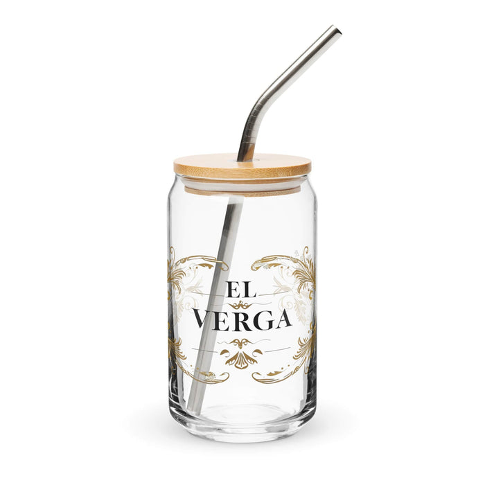 El Verga Exclusive Art Piece Can-Shaped Glass Home Office Work Mexican Spanish Pride Gift Cup One-Of-A-Kind Calligraphy Glass | E6 Mexicada 16 oz With Lid & Straw