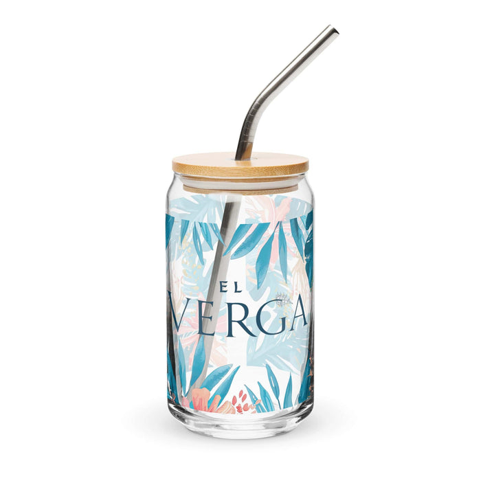 El Verga Exclusive Art Piece Can-Shaped Glass Home Office Work Mexican Spanish Pride Gift Cup One-Of-A-Kind Calligraphy Glass | E10 Mexicada 16 oz With Lid & Straw