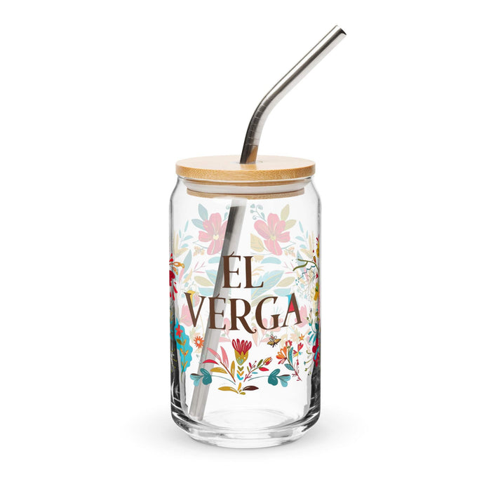 El Verga Exclusive Art Piece Can-Shaped Glass Home Office Work Mexican Spanish Pride Gift Cup One-Of-A-Kind Calligraphy Glass | E16 Mexicada 16 oz With Lid & Straw