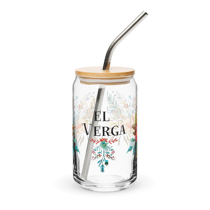 El Verga Exclusive Art Piece Can-Shaped Glass Home Office Work Mexican Spanish Pride Gift Cup One-Of-A-Kind Calligraphy Glass | E20 Mexicada 16 oz With Lid & Straw