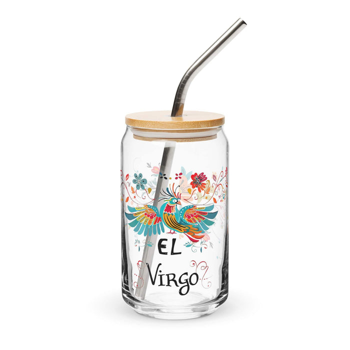 El Virgo Exclusive Art Piece Can-Shaped Glass Home Office Work Mexican Spanish Pride Gift Cup One-Of-A-Kind Calligraphy Glass | E5 Mexicada 16 oz With Lid & Straw