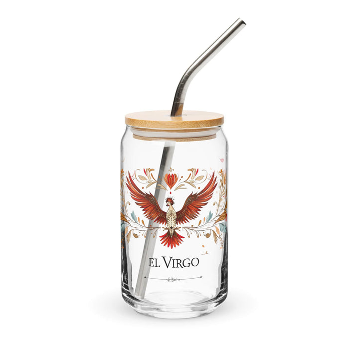 El Virgo Exclusive Art Piece Can-Shaped Glass Home Office Work Mexican Spanish Pride Gift Cup One-Of-A-Kind Calligraphy Glass | E7 Mexicada 16 oz With Lid & Straw