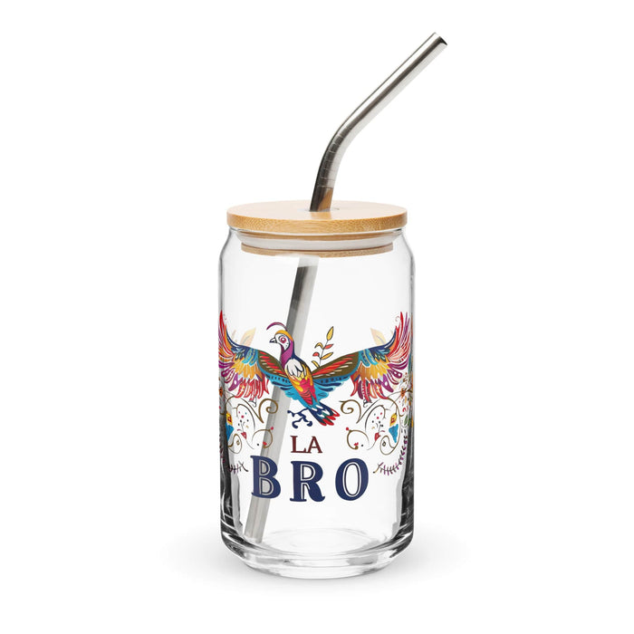 La Bro Exclusive Art Piece Can-Shaped Glass Home Office Work Mexican Spanish Pride Gift Cup One-Of-A-Kind Calligraphy Glass | L3 Mexicada 16 oz With Lid & Straw