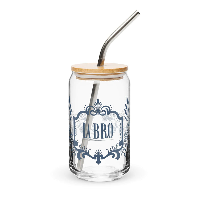 La Bro Exclusive Art Piece Can-Shaped Glass Home Office Work Mexican Spanish Pride Gift Cup One-Of-A-Kind Calligraphy Glass | L7 Mexicada 16 oz With Lid & Straw