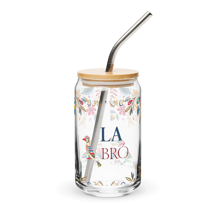 La Bro Exclusive Art Piece Can-Shaped Glass Home Office Work Mexican Spanish Pride Gift Cup One-Of-A-Kind Calligraphy Glass | L8 Mexicada 16 oz With Lid & Straw