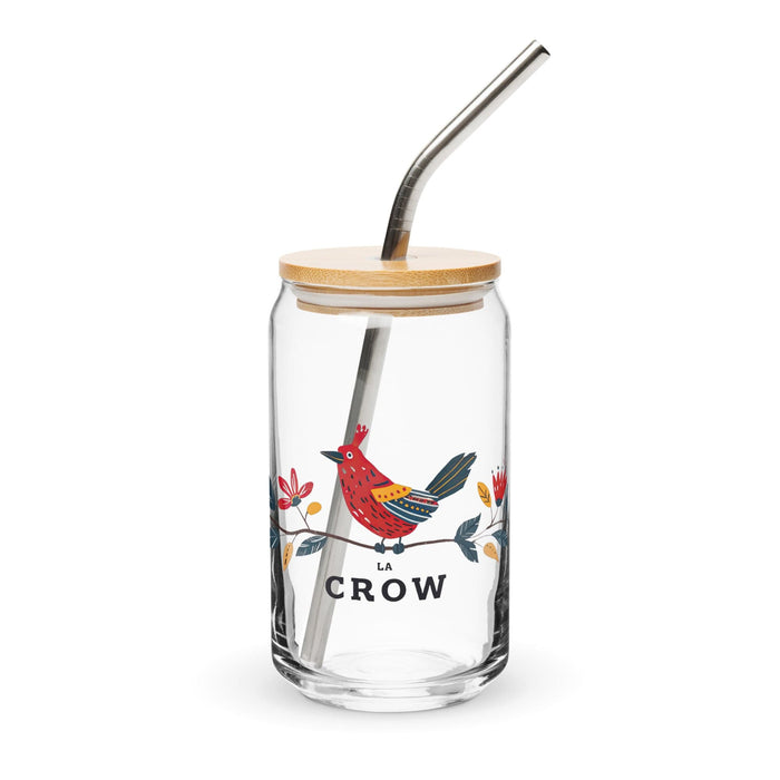 La Crow Exclusive Art Piece Can-Shaped Glass Home Office Work Mexican Spanish Pride Gift Cup One-Of-A-Kind Calligraphy Glass | L4 Mexicada 16 oz With Lid & Straw