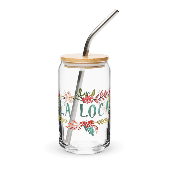 La Loca Exclusive Art Piece Can-Shaped Glass Home Office Work Mexican Spanish Pride Gift Cup One-Of-A-Kind Calligraphy Glass | L1 Mexicada 16 oz With Lid & Straw