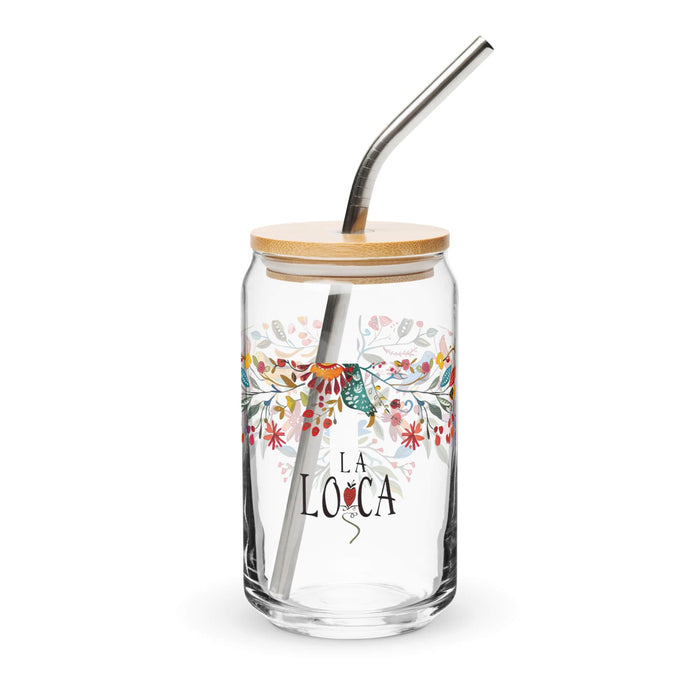 La Loca Exclusive Art Piece Can-Shaped Glass Home Office Work Mexican Spanish Pride Gift Cup One-Of-A-Kind Calligraphy Glass | L3 Mexicada 16 oz With Lid & Straw