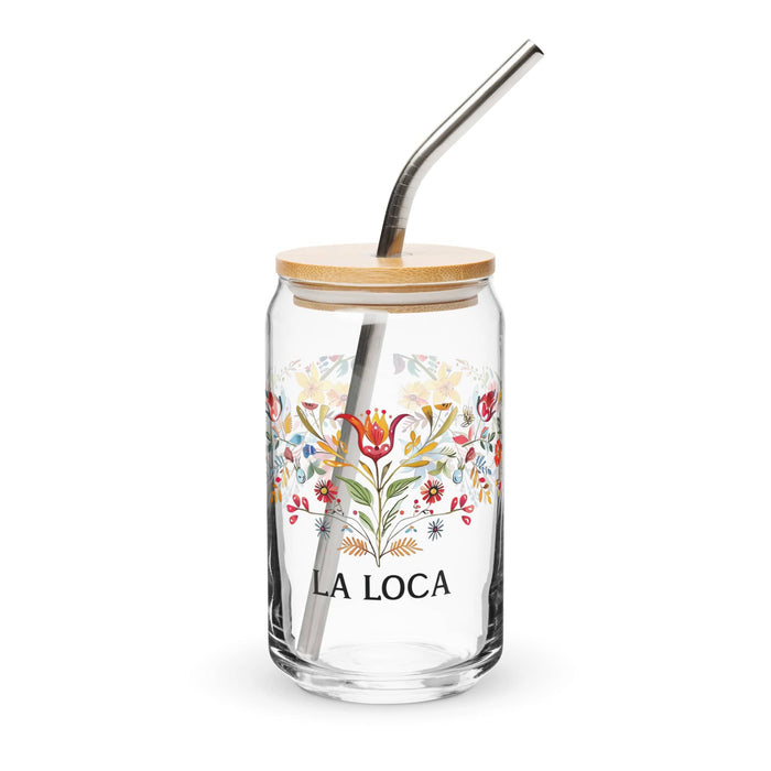 La Loca Exclusive Art Piece Can-Shaped Glass Home Office Work Mexican Spanish Pride Gift Cup One-Of-A-Kind Calligraphy Glass | L4 Mexicada 16 oz With Lid & Straw