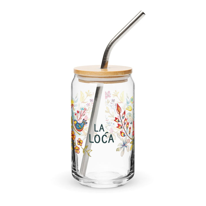 La Loca Exclusive Art Piece Can-Shaped Glass Home Office Work Mexican Spanish Pride Gift Cup One-Of-A-Kind Calligraphy Glass | L7 Mexicada 16 oz With Lid & Straw