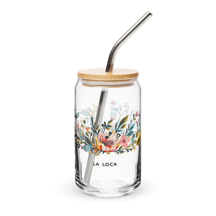 La Loca Exclusive Art Piece Can-Shaped Glass Home Office Work Mexican Spanish Pride Gift Cup One-Of-A-Kind Calligraphy Glass | L12 Mexicada 16 oz With Lid & Straw