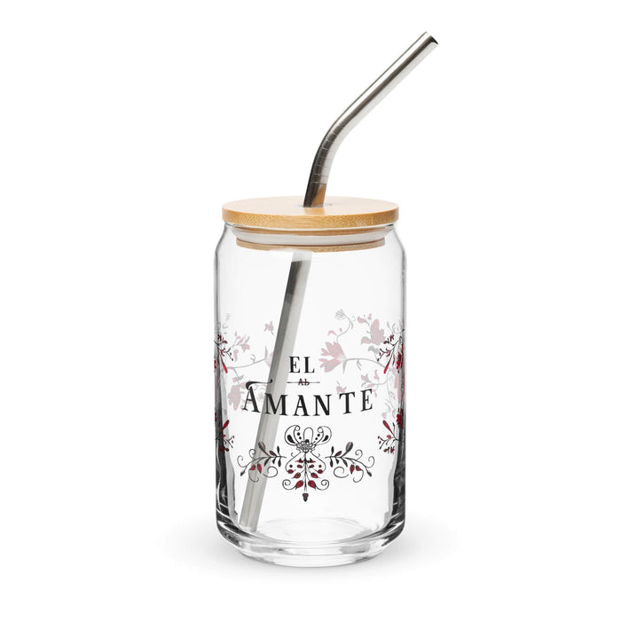 El Amante Exclusive Art Piece Can-Shaped Glass Home Office Work Mexican Spanish Pride Gift Cup One-Of-A-Kind Calligraphy Glass | E12 Mexicada 16 oz With Lid & Straw