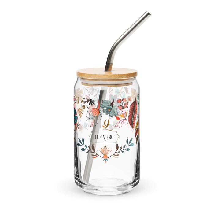 El Cajero Exclusive Art Piece Can-Shaped Glass Home Office Work Mexican Spanish Pride Gift Cup One-Of-A-Kind Calligraphy Glass | E12 Mexicada 16 oz With Lid & Straw