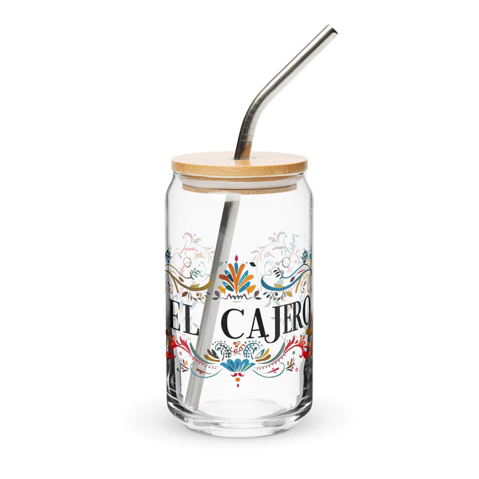 El Cajero Exclusive Art Piece Can-Shaped Glass Home Office Work Mexican Spanish Pride Gift Cup One-Of-A-Kind Calligraphy Glass | E21 Mexicada 16 oz With Lid & Straw