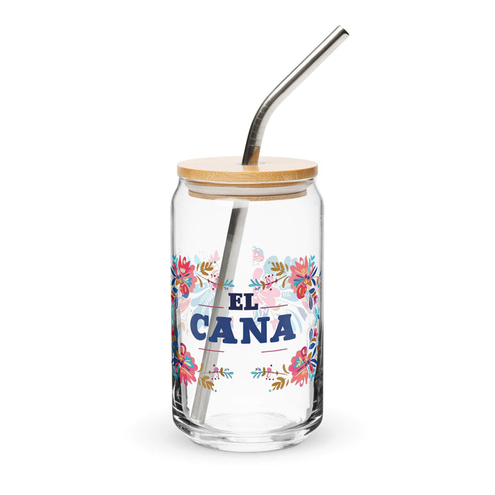 El Caña Exclusive Art Piece Can-Shaped Glass Home Office Work Mexican Spanish Pride Gift Cup One-Of-A-Kind Calligraphy Glass | E4 Mexicada 16 oz With Lid & Straw