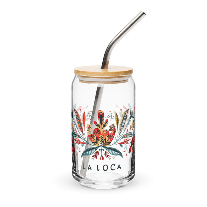 La Loca Exclusive Art Piece Can-Shaped Glass Home Office Work Mexican Spanish Pride Gift Cup One-Of-A-Kind Calligraphy Glass | L11 Mexicada 16 oz With Lid & Straw