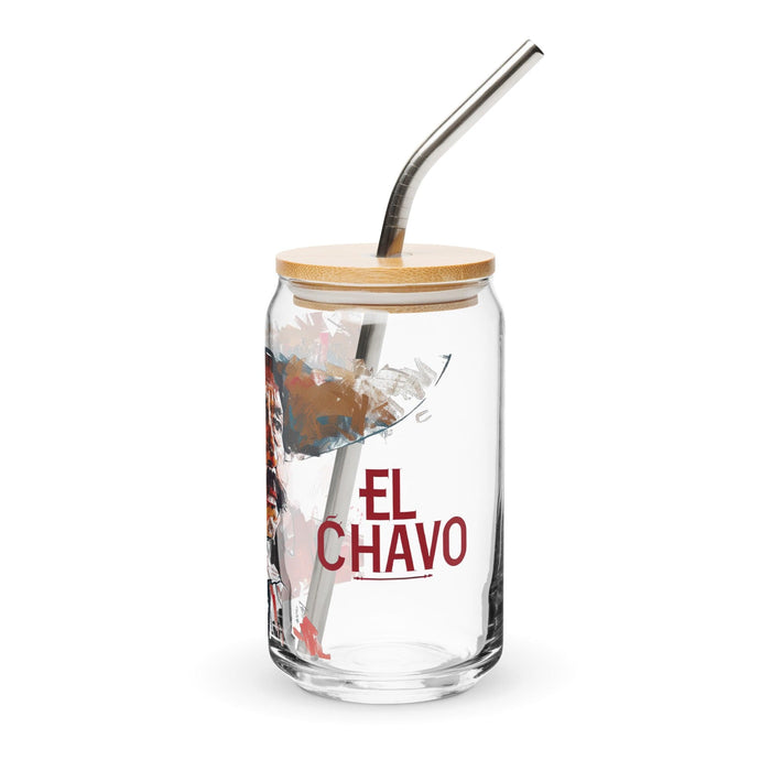 El Chavo Exclusive Art Piece Can-Shaped Glass Home Office Work Mexican Spanish Pride Gift Cup One-Of-A-Kind Calligraphy Glass | E15 Mexicada 16 oz With Lid & Straw