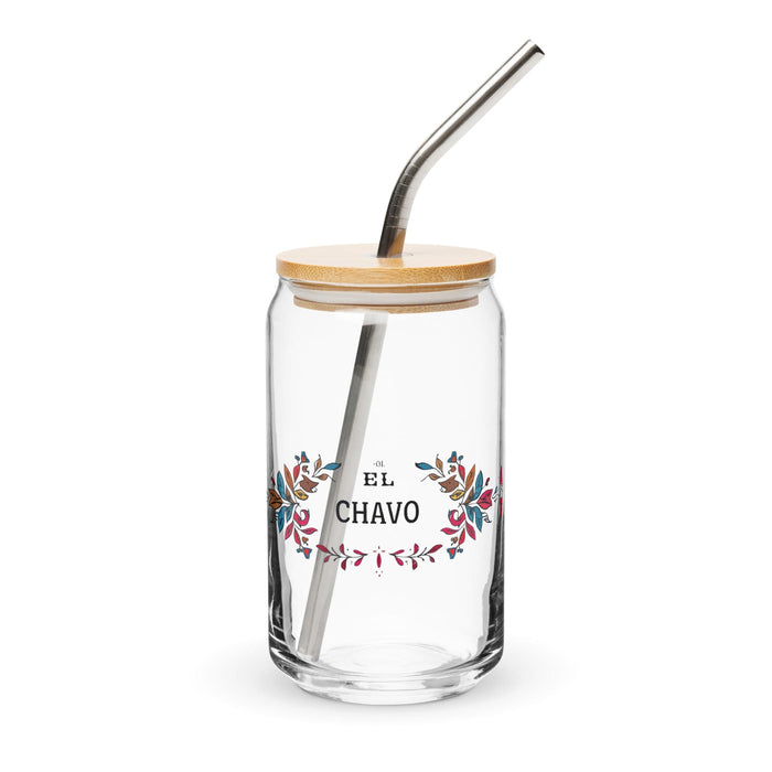 El Chavo Exclusive Art Piece Can-Shaped Glass Home Office Work Mexican Spanish Pride Gift Cup One-Of-A-Kind Calligraphy Glass | E24 Mexicada 16 oz With Lid & Straw