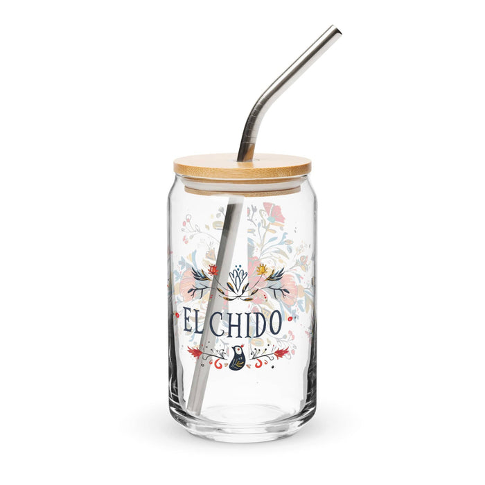 El Chido Exclusive Art Piece Can-Shaped Glass Home Office Work Mexican Spanish Pride Gift Cup One-Of-A-Kind Calligraphy Glass | E6 Mexicada 16 oz With Lid & Straw