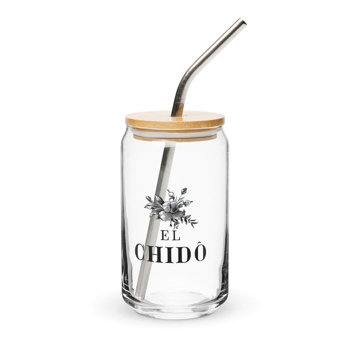 El Chido Exclusive Art Piece Can-Shaped Glass Home Office Work Mexican Spanish Pride Gift Cup One-Of-A-Kind Calligraphy Glass | E12 Mexicada 16 oz With Lid & Straw