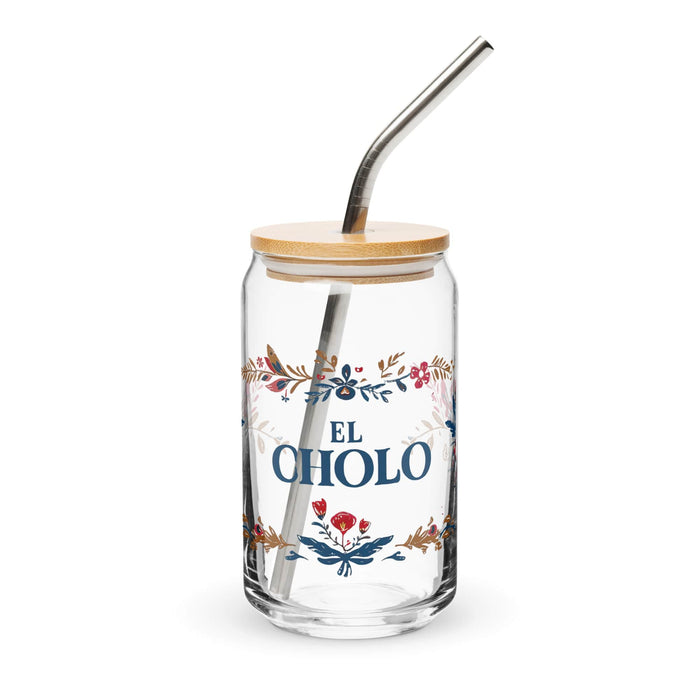 El Cholo Exclusive Art Piece Can-Shaped Glass Home Office Work Mexican Spanish Pride Gift Cup One-Of-A-Kind Calligraphy Glass | E2 Mexicada 16 oz With Lid & Straw