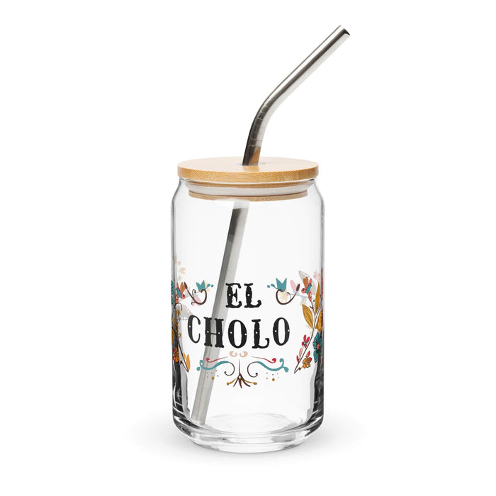 El Cholo Exclusive Art Piece Can-Shaped Glass Home Office Work Mexican Spanish Pride Gift Cup One-Of-A-Kind Calligraphy Glass | E5 Mexicada 16 oz With Lid & Straw