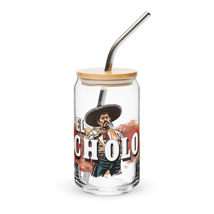 El Cholo Exclusive Art Piece Can-Shaped Glass Home Office Work Mexican Spanish Pride Gift Cup One-Of-A-Kind Calligraphy Glass | E9 Mexicada 16 oz With Lid & Straw