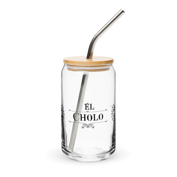 El Cholo Exclusive Art Piece Can-Shaped Glass Home Office Work Mexican Spanish Pride Gift Cup One-Of-A-Kind Calligraphy Glass | E10 Mexicada 16 oz With Lid & Straw