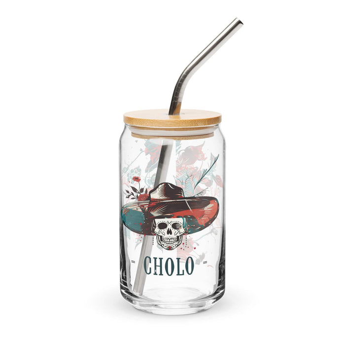 El Cholo Exclusive Art Piece Can-Shaped Glass Home Office Work Mexican Spanish Pride Gift Cup One-Of-A-Kind Calligraphy Glass | E12 Mexicada 16 oz With Lid & Straw