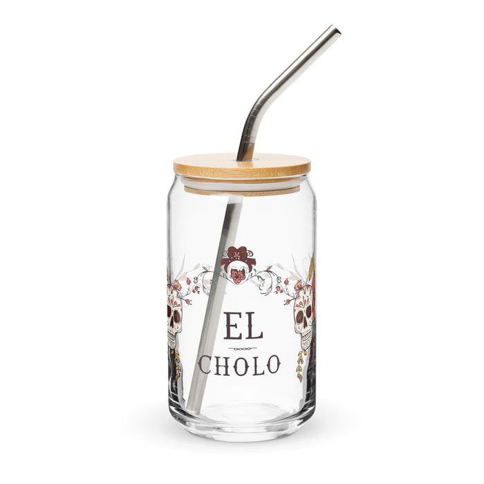 El Cholo Exclusive Art Piece Can-Shaped Glass Home Office Work Mexican Spanish Pride Gift Cup One-Of-A-Kind Calligraphy Glass | E13 Mexicada 16 oz With Lid & Straw