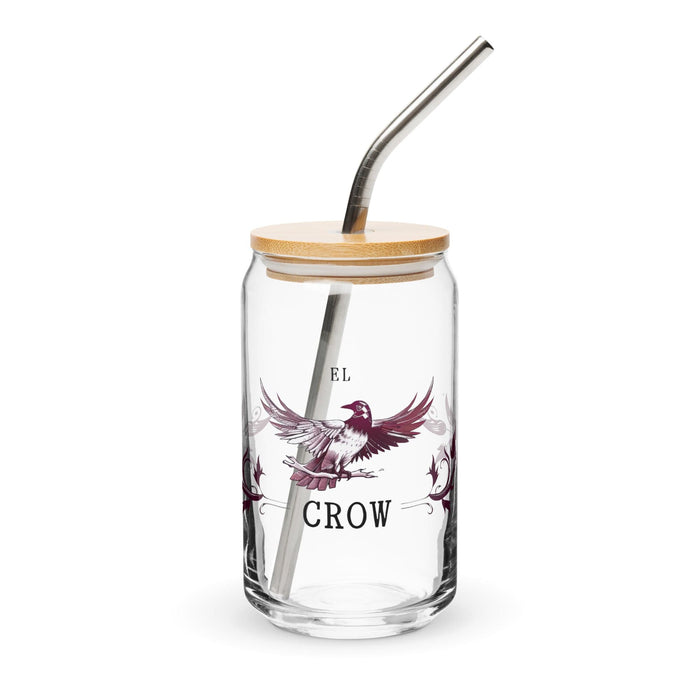 El Crow Exclusive Art Piece Can-Shaped Glass Home Office Work Mexican Spanish Pride Gift Cup One-Of-A-Kind Calligraphy Glass | E18 Mexicada 16 oz With Lid & Straw