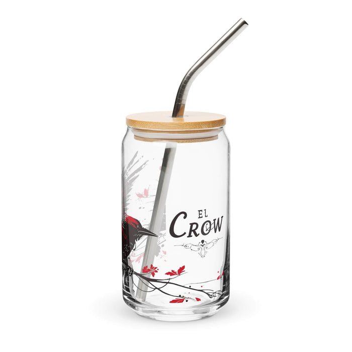 El Crow Exclusive Art Piece Can-Shaped Glass Home Office Work Mexican Spanish Pride Gift Cup One-Of-A-Kind Calligraphy Glass | E22 Mexicada 16 oz With Lid & Straw