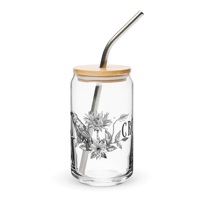 El Crow Exclusive Art Piece Can-Shaped Glass Home Office Work Mexican Spanish Pride Gift Cup One-Of-A-Kind Calligraphy Glass | E24 Mexicada 16 oz With Lid & Straw