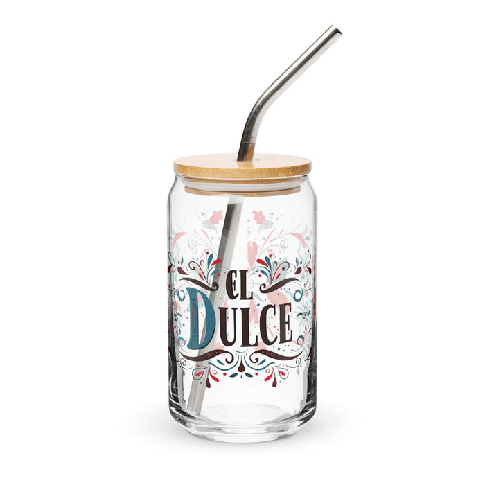 El Dulce Exclusive Art Piece Can-Shaped Glass Home Office Work Mexican Spanish Pride Gift Cup One-Of-A-Kind Calligraphy Glass | E6 Mexicada 16 oz With Lid & Straw