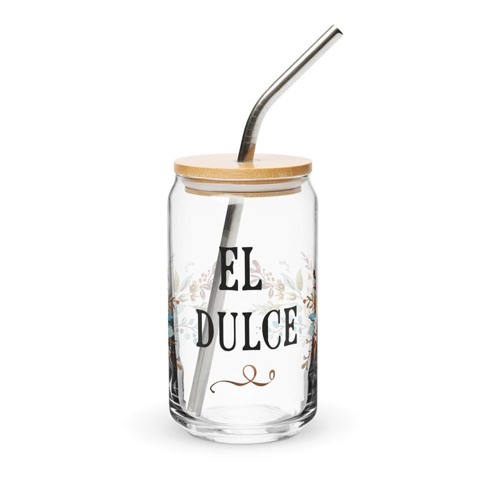 El Dulce Exclusive Art Piece Can-Shaped Glass Home Office Work Mexican Spanish Pride Gift Cup One-Of-A-Kind Calligraphy Glass | E11 Mexicada 16 oz With Lid & Straw