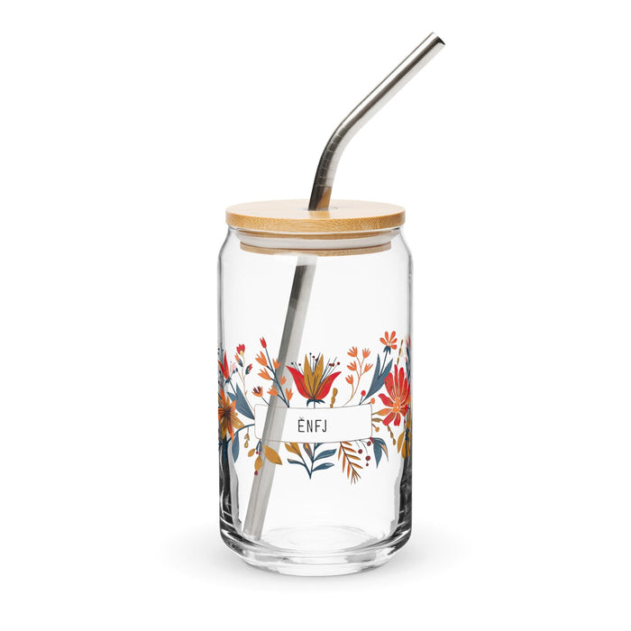 El Enfj Exclusive Art Piece Can-Shaped Glass Home Office Work Mexican Spanish Pride Gift Cup One-Of-A-Kind Calligraphy Glass | E4 Mexicada 16 oz With Lid & Straw