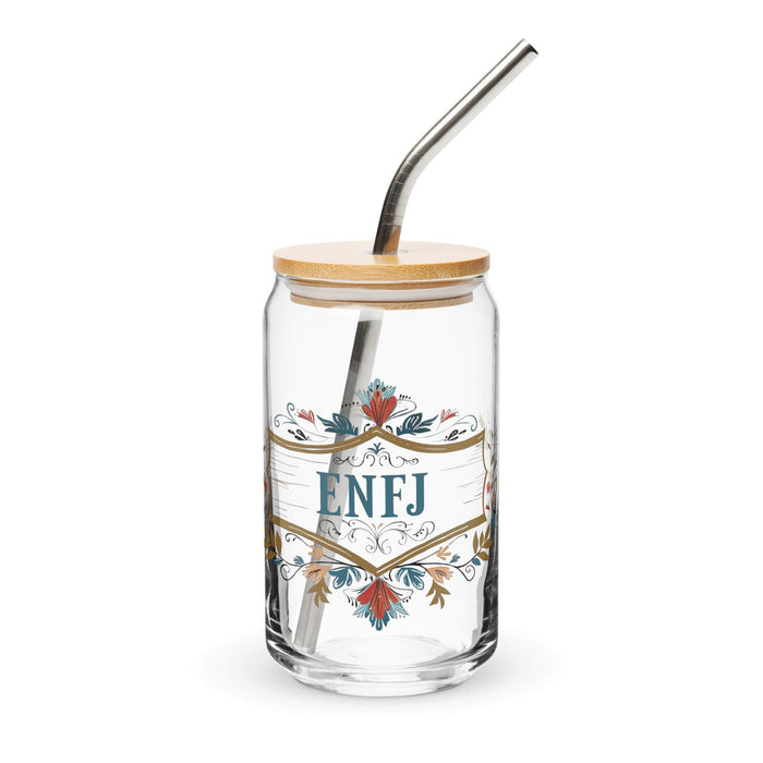 El Enfj Exclusive Art Piece Can-Shaped Glass Home Office Work Mexican Spanish Pride Gift Cup One-Of-A-Kind Calligraphy Glass | E12 Mexicada 16 oz With Lid & Straw