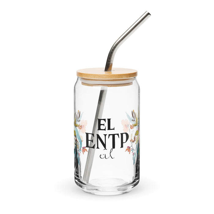 El Entp Exclusive Art Piece Can-Shaped Glass Home Office Work Mexican Spanish Pride Gift Cup One-Of-A-Kind Calligraphy Glass | E3 Mexicada 16 oz With Lid & Straw