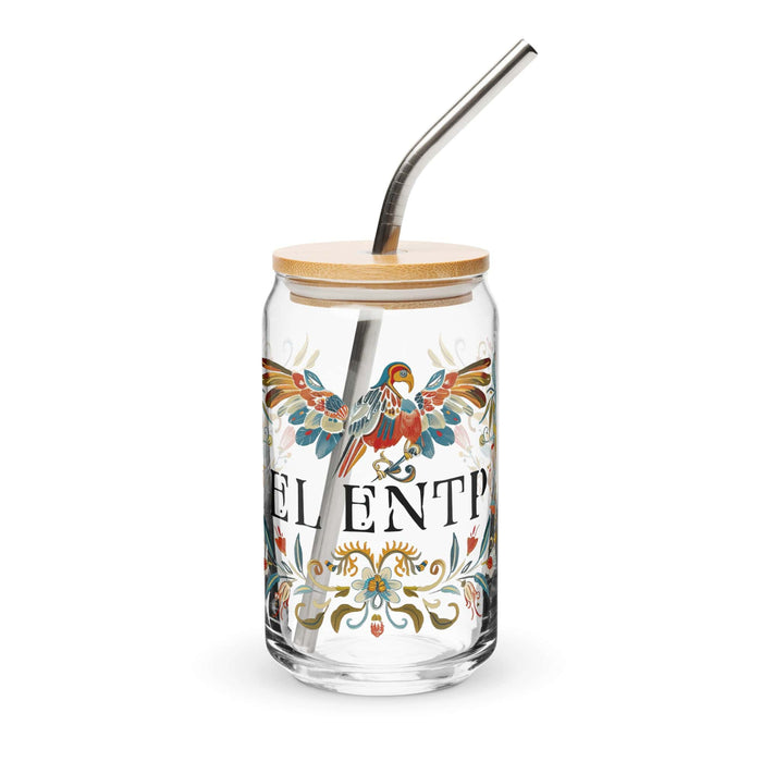 El Entp Exclusive Art Piece Can-Shaped Glass Home Office Work Mexican Spanish Pride Gift Cup One-Of-A-Kind Calligraphy Glass | E5 Mexicada 16 oz With Lid & Straw