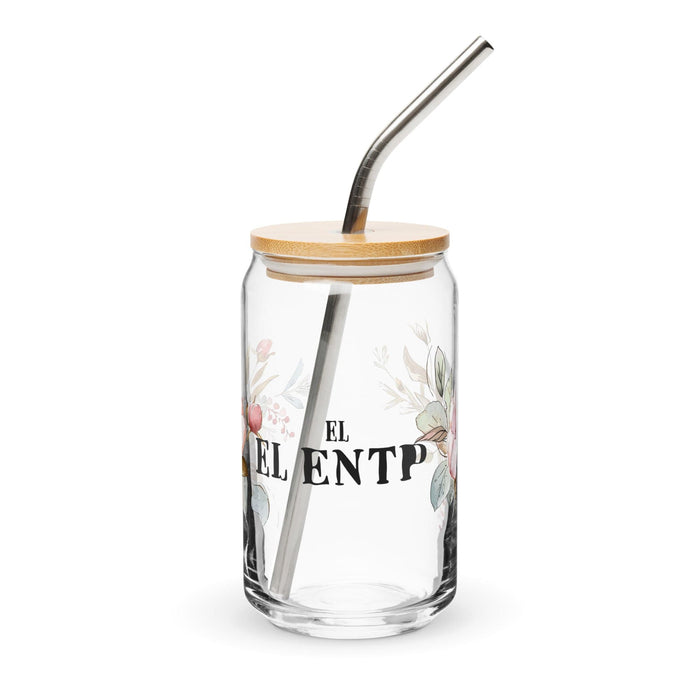 El Entp Exclusive Art Piece Can-Shaped Glass Home Office Work Mexican Spanish Pride Gift Cup One-Of-A-Kind Calligraphy Glass | E8 Mexicada 16 oz With Lid & Straw