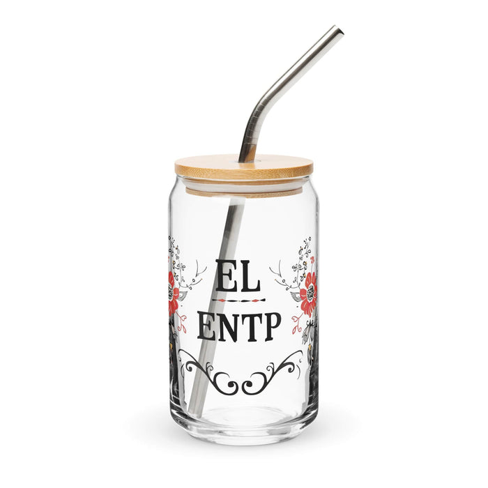 El Entp Exclusive Art Piece Can-Shaped Glass Home Office Work Mexican Spanish Pride Gift Cup One-Of-A-Kind Calligraphy Glass | E9 Mexicada 16 oz With Lid & Straw