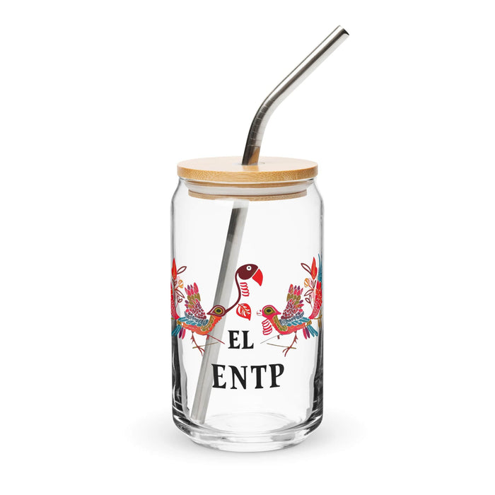 El Entp Exclusive Art Piece Can-Shaped Glass Home Office Work Mexican Spanish Pride Gift Cup One-Of-A-Kind Calligraphy Glass | E14 Mexicada 16 oz With Lid & Straw