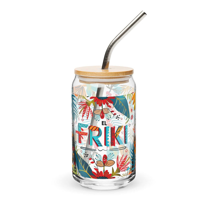 El Friki Exclusive Art Piece Can-Shaped Glass Home Office Work Mexican Spanish Pride Gift Cup One-Of-A-Kind Calligraphy Glass | E2 Mexicada 16 oz With Lid & Straw