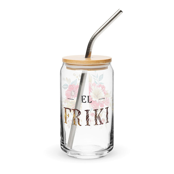 El Friki Exclusive Art Piece Can-Shaped Glass Home Office Work Mexican Spanish Pride Gift Cup One-Of-A-Kind Calligraphy Glass | E5 Mexicada 16 oz With Lid & Straw