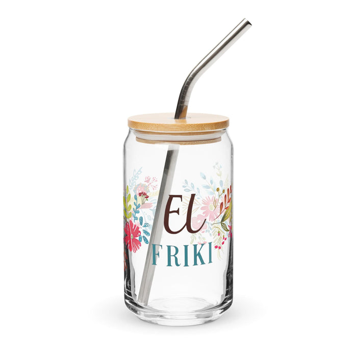 El Friki Exclusive Art Piece Can-Shaped Glass Home Office Work Mexican Spanish Pride Gift Cup One-Of-A-Kind Calligraphy Glass | E7 Mexicada 16 oz With Lid & Straw