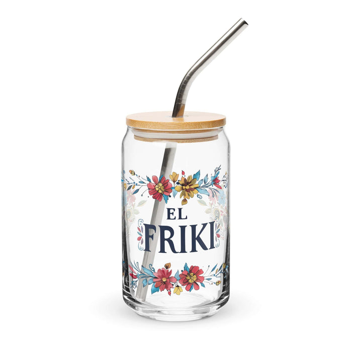 El Friki Exclusive Art Piece Can-Shaped Glass Home Office Work Mexican Spanish Pride Gift Cup One-Of-A-Kind Calligraphy Glass | E8 Mexicada 16 oz With Lid & Straw