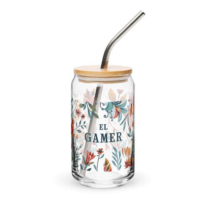 El Gamer Exclusive Art Piece Can-Shaped Glass Home Office Work Mexican Spanish Pride Gift Cup One-Of-A-Kind Calligraphy Glass | E13 Mexicada 16 oz With Lid & Straw