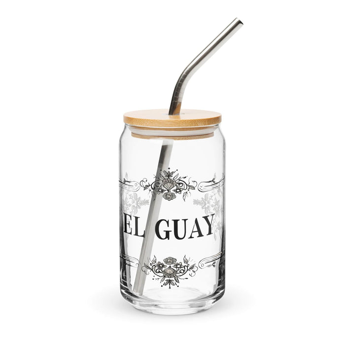 El Guay Exclusive Art Piece Can-Shaped Glass Home Office Work Mexican Spanish Pride Gift Cup One-Of-A-Kind Calligraphy Glass | E1 Mexicada 16 oz With Lid & Straw